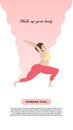 Vector illustration with yoga and healthy lifestyle sports and body positive concept.Young happy asian oversized woman in yoga Royalty Free Stock Photo