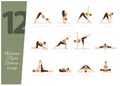 12 Yoga poses to release tight hamstrings Royalty Free Stock Photo