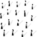Seamless pattern with people with long shadow.