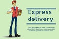 Vector illustration of a young guy deliveryman