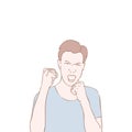 Vector illustration young man Boxing, guy fights, cartoon design Royalty Free Stock Photo