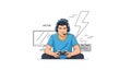 Gamer with Headset and Controller Vector Illustration Royalty Free Stock Photo