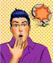 Vector retro pop art surprised young man Royalty Free Stock Photo
