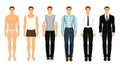 Vector illustration of young men in different clothes