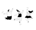 Vector illustration young people jump. Jumping teenagers group, happy teen laughing students and smiling excited people