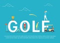Vector illustration of young people playing Golf. Royalty Free Stock Photo