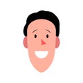 Vector illustration of young smiling man. Portrait of handsome cheerful long face. Avatar, profile, ID picture of a young person.