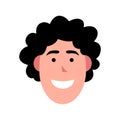 Vector illustration of young smiling man. Portrait of handsome cheerful male face. Avatar, profile, ID picture of a young person.