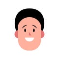 Vector illustration of young smiling man. Portrait of handsome cheerful male face. Avatar, profile, ID picture of a young person.