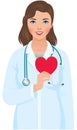 Vector illustration of a young woman cardiologist