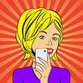 Vector illustration of young woman making selfie