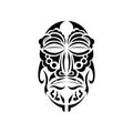 The face of the chief in Samoan style ornaments. Tattoo with Polynesian patterns. Isolated. Vector illustration