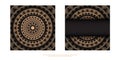 Greeting Brochure in black with brown Indian pattern Royalty Free Stock Photo