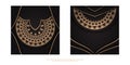 Greeting Brochure in black with brown Indian pattern Royalty Free Stock Photo