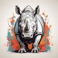 Rhinoceros head on Multicolor background. Vector illustration for your design. suitable animal series pack Royalty Free Stock Photo