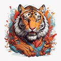 Tiger head on Multicolor background. Vector illustration for your design. suitable animal series pack Royalty Free Stock Photo