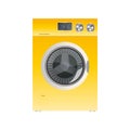 Yellow washing machine isolated on a white background. Realistic vector washing machine. Royalty Free Stock Photo