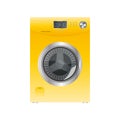 Yellow washing machine isolated on a white background. Realistic vector washing machine. Royalty Free Stock Photo