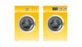Yellow washing machine isolated on a white background. Realistic vector washing machine. Royalty Free Stock Photo