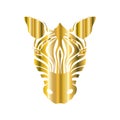 Stylized golden zebra isolated on a white background