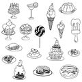 Vector illustration zentangl , doodle Cake, dessert. Meditative exercises. Coloring book anti stress for adults. Black