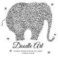 Vector illustration zentangl elephant Doodle drawing. Meditative exercises. Coloring book anti stress for adults. Black Royalty Free Stock Photo