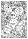 Vector illustration zentangl girl drowned in flowers. Doodle drawing. Meditative exercise. Coloring book anti stress for