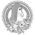 Vector illustration zentangl, mulatto woman with braids African in the floral round frame. Doodle. Coloring book anti Royalty Free Stock Photo