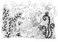 Vector illustration zentangle underwater world. Royalty Free Stock Photo