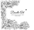 Vector illustration zentnagl, floral frame. Doodle drawing. Coloring book anti stress for adults. Black white. Royalty Free Stock Photo