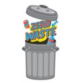 Vector illustration zero waste template. Bin with garbage.