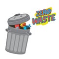 Vector illustration zero waste template. Bin with garbage.