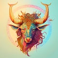 Vector illustration of zodiac sign - Ox. Horoscope symbol
