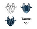 Vector illustration of a zodiac sign Taurus. Line art, simple style. Astrology