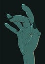 Vector illustration of a zombie hand. Decor element for Halloween.