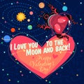 Vector illustrationabout outer space for Valentines day.