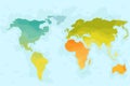 Vector illustrationof color world map for children. Continents America Europe Asia Africa