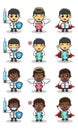 Vector illustrations of Adorable kids doctor set.