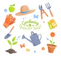 Vector collection of gardening items Royalty Free Stock Photo