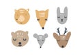 Vector illustrations of cute animals, woodland nursery collection Royalty Free Stock Photo