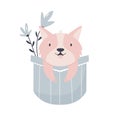 Vector illustrations of a cute corgi dog sitting in a little pocket