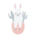 Vector illustrations of a cute llama sitting in a little pocket
