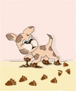 Vector illustrations cute spotted dog inherited dirty paws