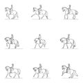 Vector illustrations of equestrian dressage Royalty Free Stock Photo