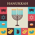 Vector illustrations of famous symbols for the Jewish Holiday Hanukkah