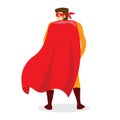 Vector illustrations in flat design of male superheroe in funny comics costume