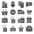 Vector illustrations gray black friday icons set Royalty Free Stock Photo