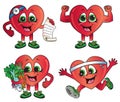 Vector illustrations of healthy cartoon hearts