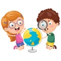 Vector Illustrations Of Kids Having Geography Lesson Royalty Free Stock Photo