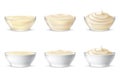 Vector illustrations of mayonnaise, sour cream, sauce, sweet cream, yogurt, cosmetic cream